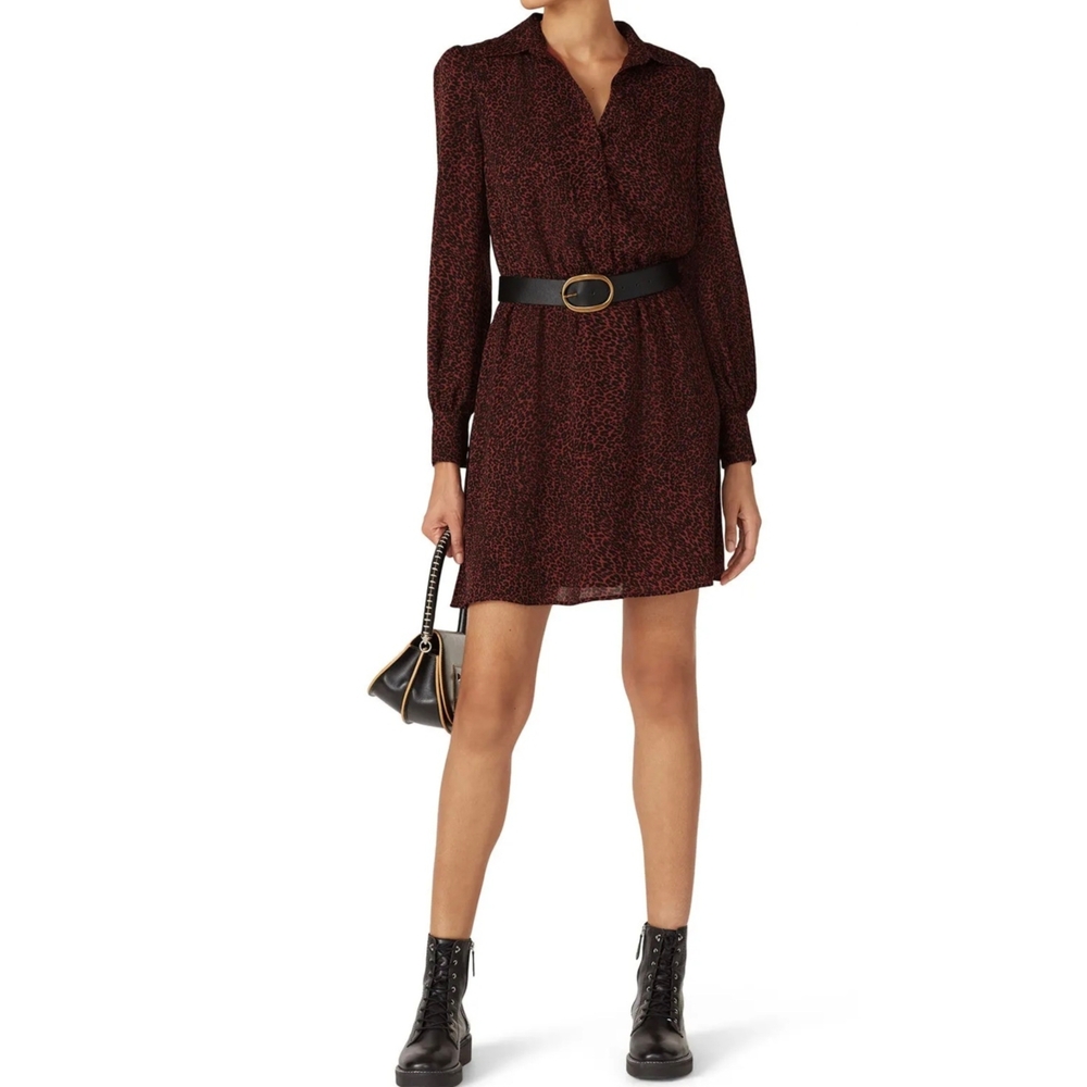 Cupcakes And Cashmere Sheryl Leopard Print Long Sleeve Minidress Sz M - Picture 15 of 15